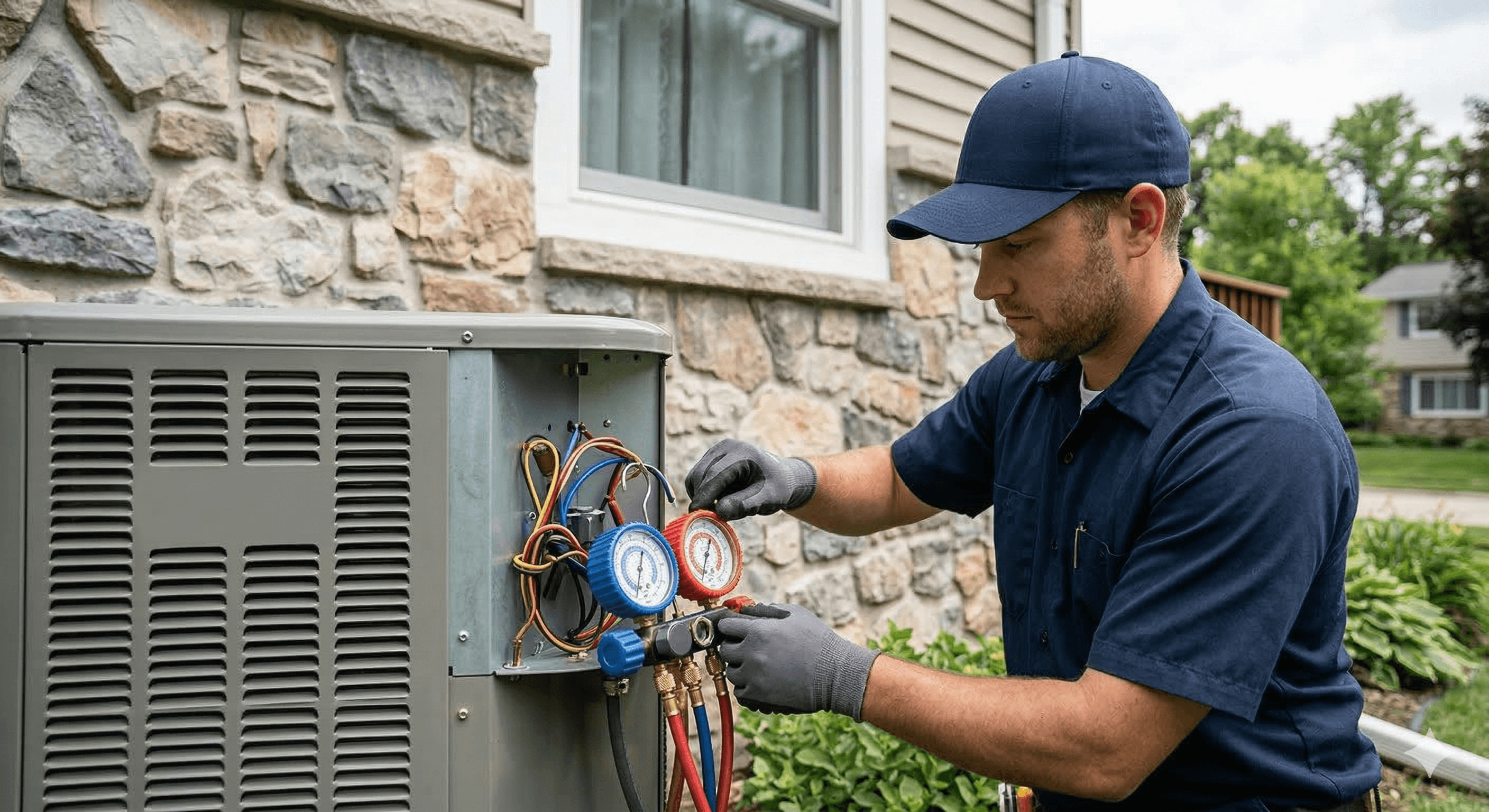 An HVAC technician arriving at a Wisconsin home